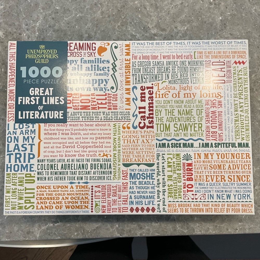 Puzzle: Great First Lines of Literature, 1000 pieces
